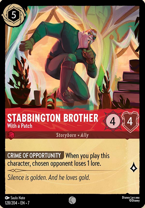 Disney Lorcana TCG: Stabbington Brother, With a Patch