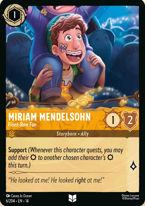 Disney Lorcana TCG: Miriam Mendelsohn, Front-Row Fan