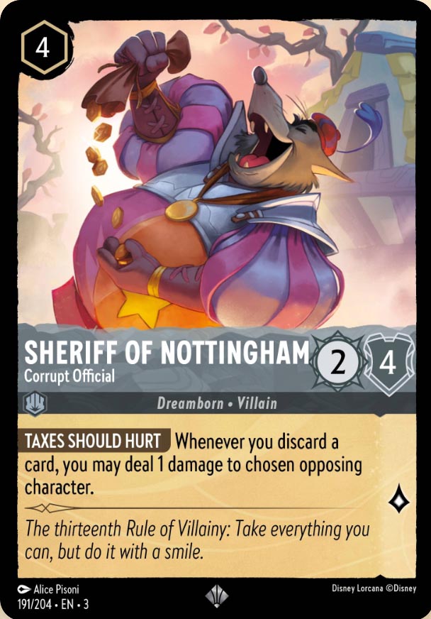 Disney Lorcana TCG: Sheriff of Nottingham, Corrupt Official