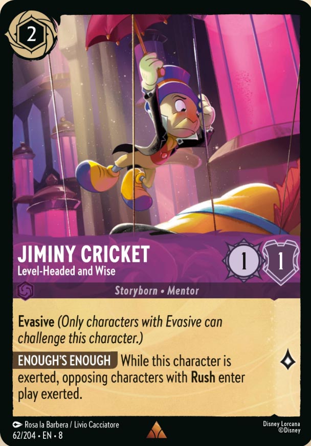 Disney Lorcana TCG: Jiminy Cricket, Level-Headed and Wise