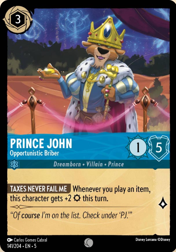 Disney Lorcana TCG: Prince John, Opportunistic Briber