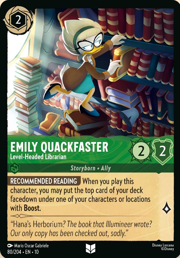 Disney Lorcana TCG: Emily Quackfaster, Level-Headed Librarian