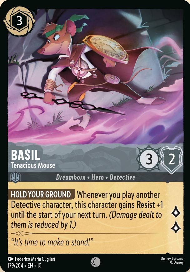 Disney Lorcana TCG: Basil, Tenacious Mouse