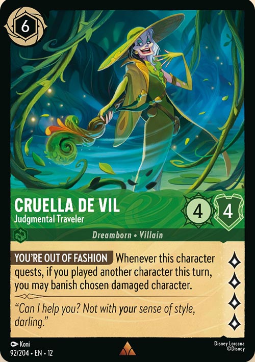Disney Lorcana TCG: Cruella De Vil, Judgmental Traveler