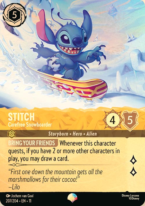 Disney Lorcana TCG: Stitch, Carefree Snowboarder