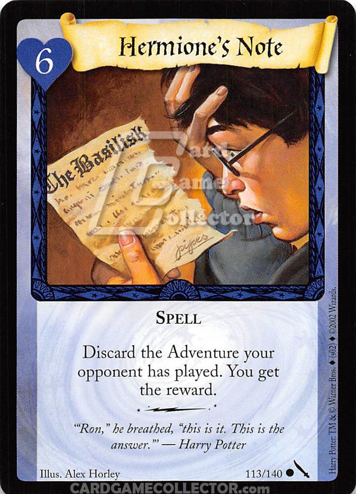 Harry Potter TCG: Hermione's Note