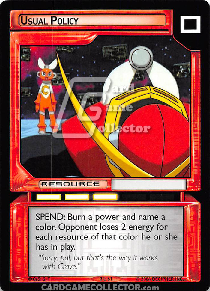 Megaman TCG : Grave : Usual Policy