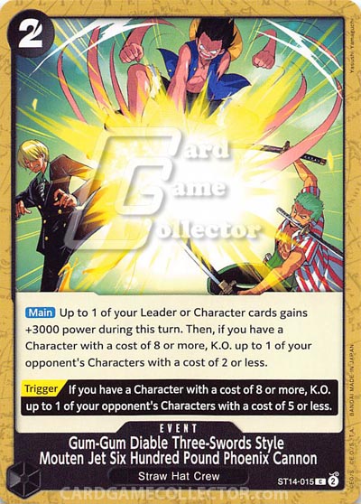 One Piece TCG (2022): Gum-Gum Diable Three-Swords Style Mouten Jet Six Hundred Pound Phoenix Cannon