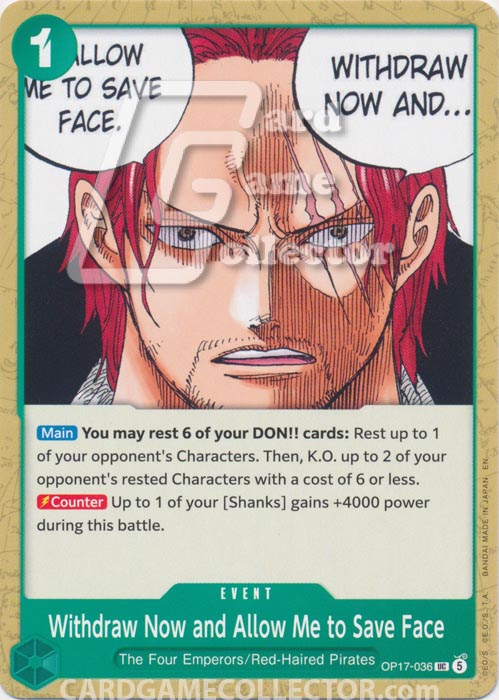 One Piece TCG (2022): Withdraw Now and Allow Me to Save Face
