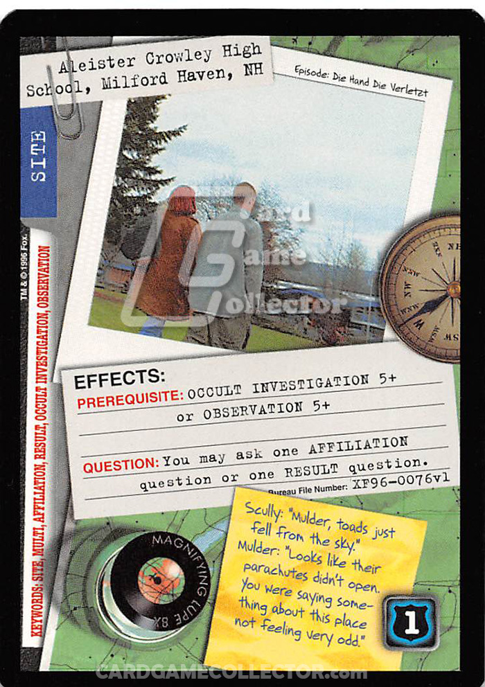 X-Files CCG: Aleister Crowley High School, Milford Haven, NH.
