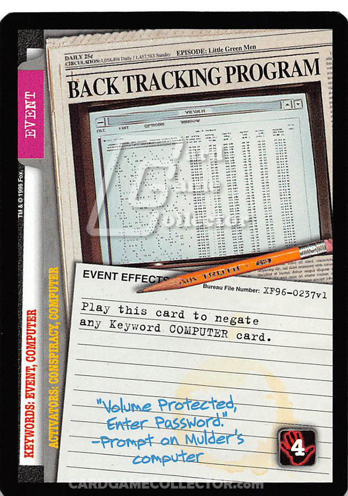 X-Files CCG: Back Tracking Program