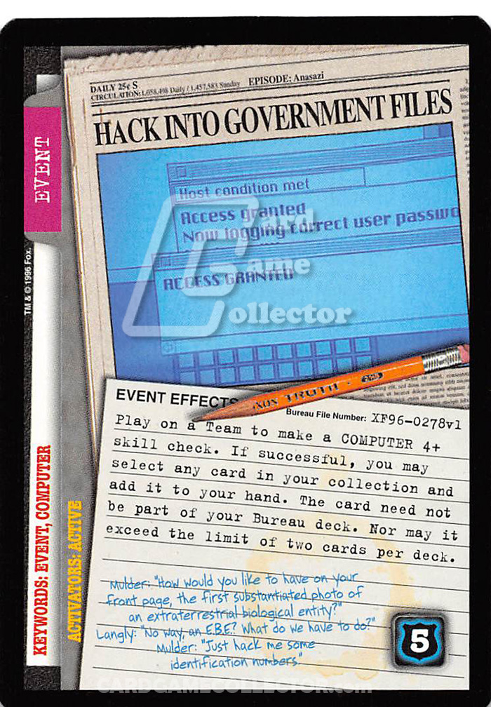 X-Files CCG: Hack Into Government Files