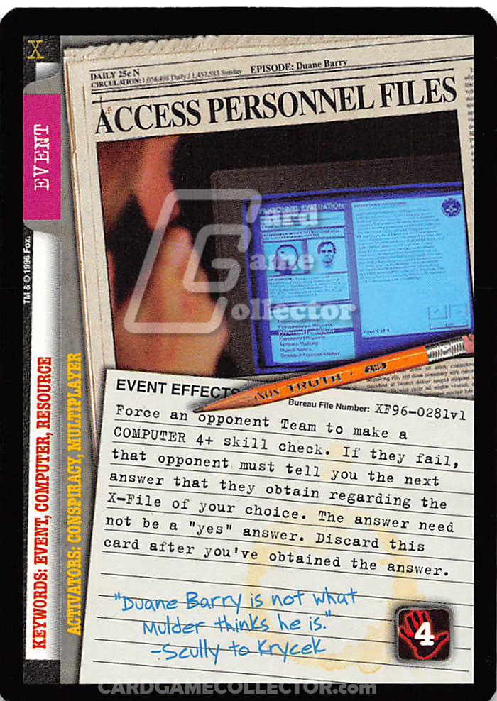 X-Files CCG: Access Personnel Files