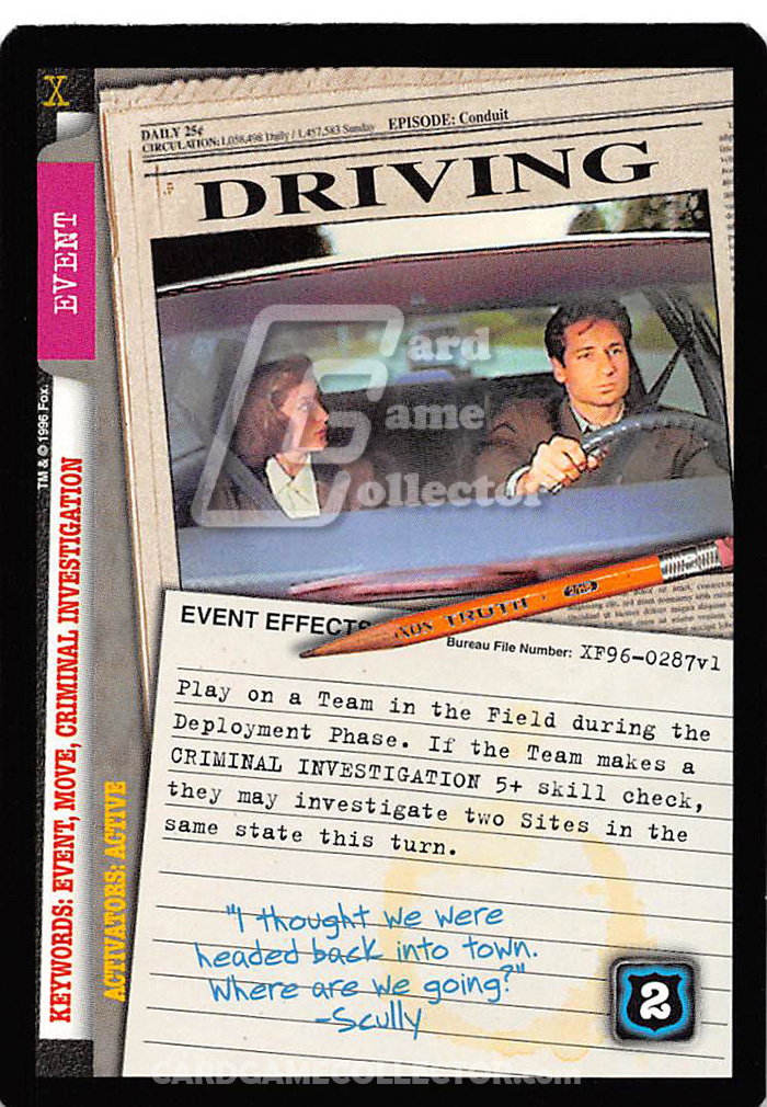 X-Files CCG: Driving