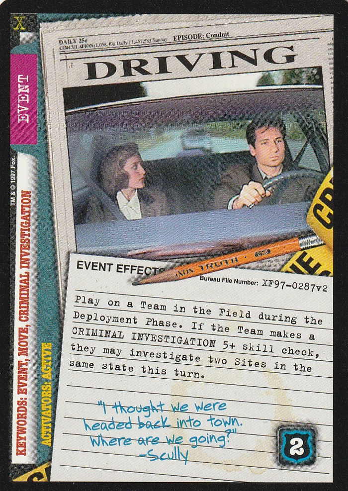X-Files CCG: Driving